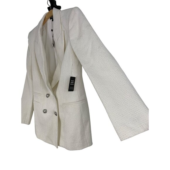 Express White Metallic Textured Blazer Crest Silver Buttons NWT S RV10316 NWT - Picture 3 of 10